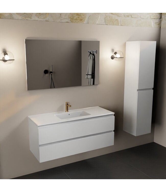 MONDIAZ Mondiaz Badkamermeubel 120cm met wastafel Midden AIVY Talc Mat Wit / Wit kraangat 1