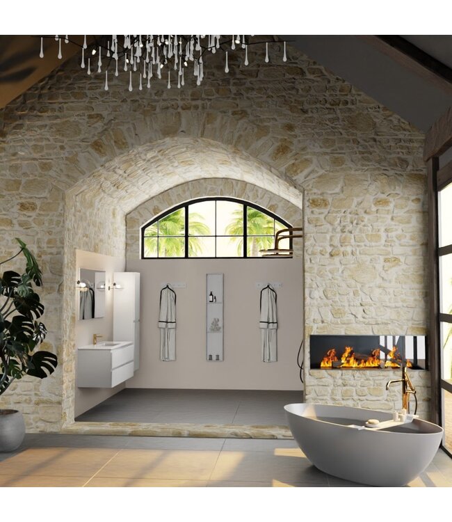 Mondiaz Badkamermeubel 120cm met wastafel Midden AIVY Talc Mat Wit / Wit kraangat 1