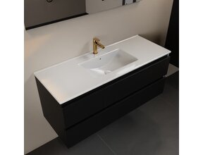 Mondiaz Badkamermeubel 120cm met wastafel Midden AIVY Urban Mat Zwart / Wit kraangat 1