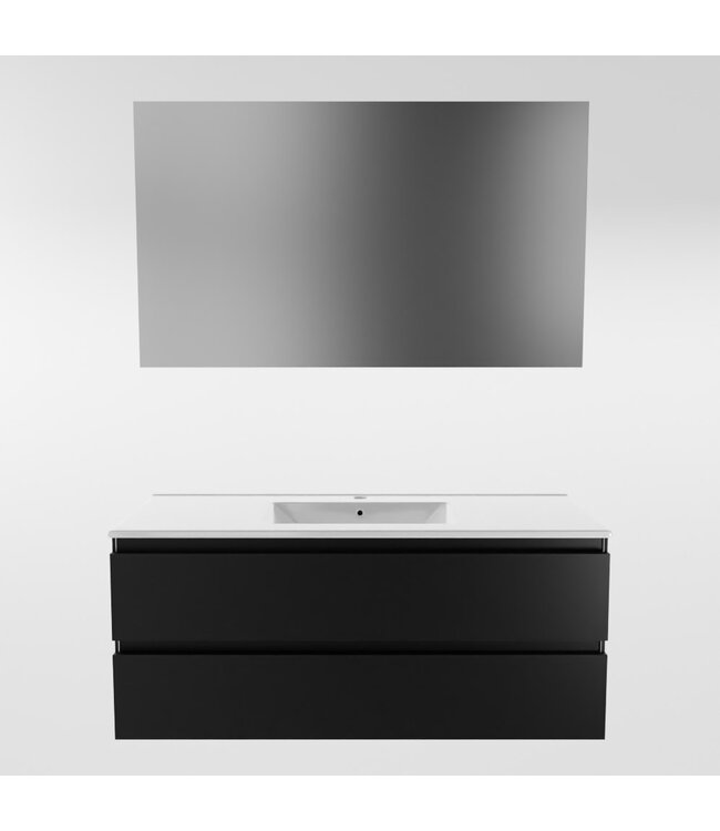 MONDIAZ Mondiaz Badkamermeubel 120cm met wastafel Midden AIVY Urban Mat Zwart / Wit kraangat 1