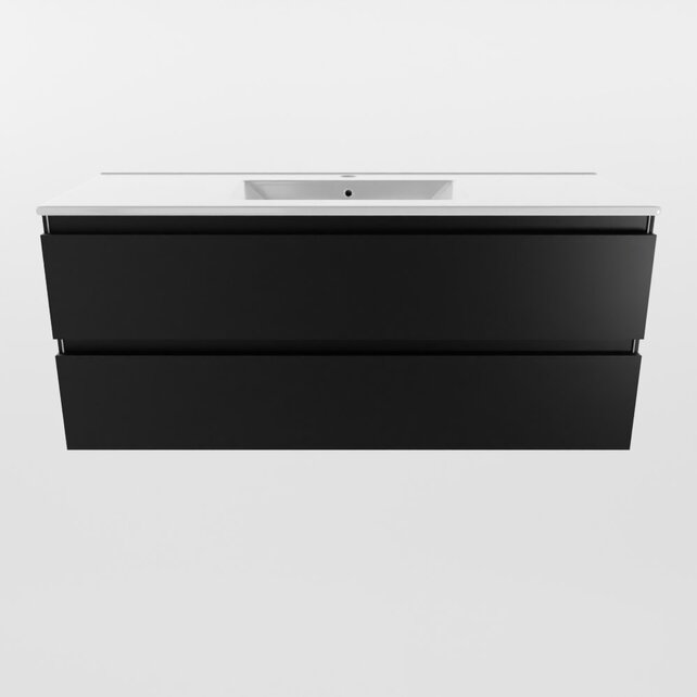 Mondiaz Badkamermeubel 120cm met wastafel Midden AIVY Urban Mat Zwart / Wit kraangat 1