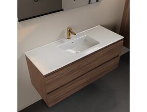 Mondiaz Badkamermeubel 120cm met wastafel Midden AIVY Mocha / Wit kraangat 1