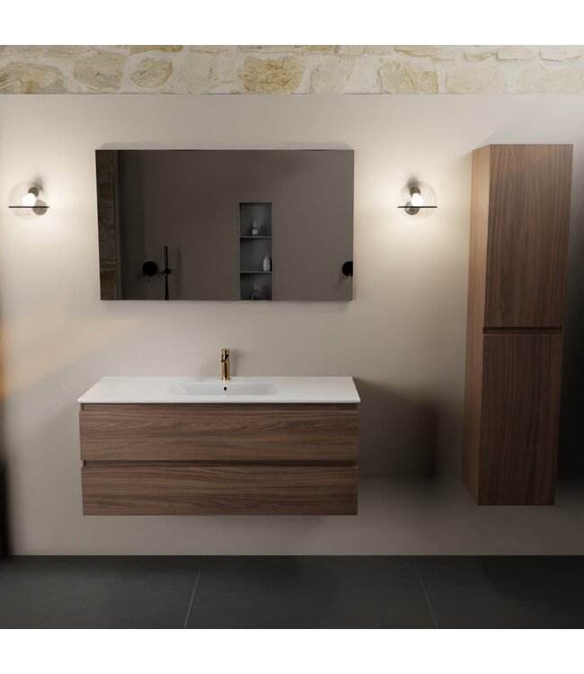 Mondiaz Badkamermeubel 120cm met wastafel Midden AIVY Mocha / Wit kraangat 1