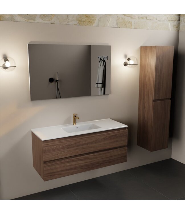 Mondiaz Badkamermeubel 120cm met wastafel Midden AIVY Mocha / Wit kraangat 1