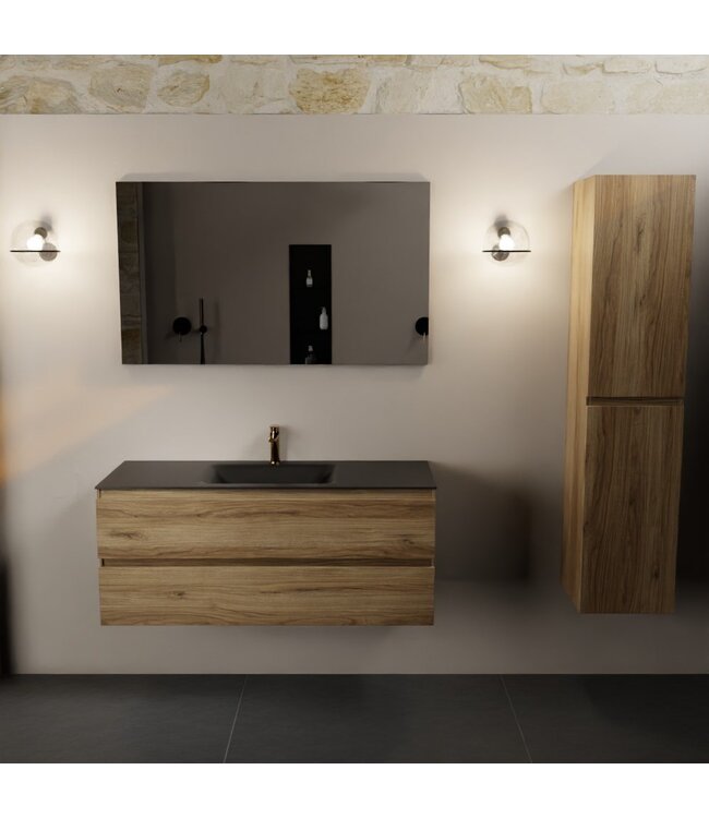 Mondiaz Badkamermeubel 120cm AIVY Chai - Wastafel Urban Zwart Midden kraangat 1