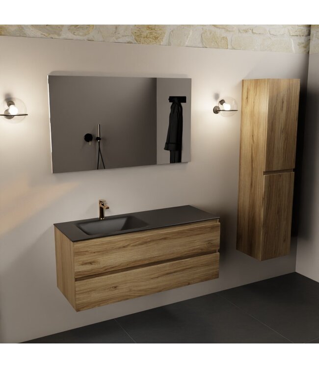 Mondiaz Badkamermeubel 120cm AIVY Chai - Wastafel Urban Zwart Links kraangat 1