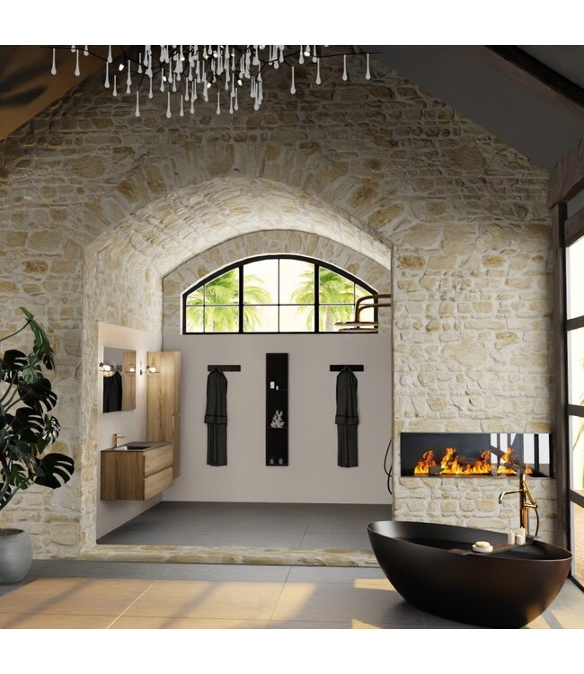 MONDIAZ Mondiaz Badkamermeubel 120cm AIVY Chai - Wastafel Urban Zwart Links kraangat 1