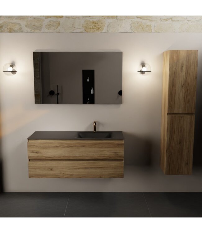 Mondiaz Badkamermeubel 120cm AIVY Chai - Wastafel Urban Zwart Rechts kraangat 1