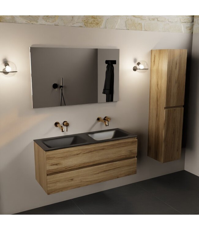 Mondiaz Badkamermeubel 120cm AIVY Chai - Wastafel Urban Zwart Dubbel kraangat 0