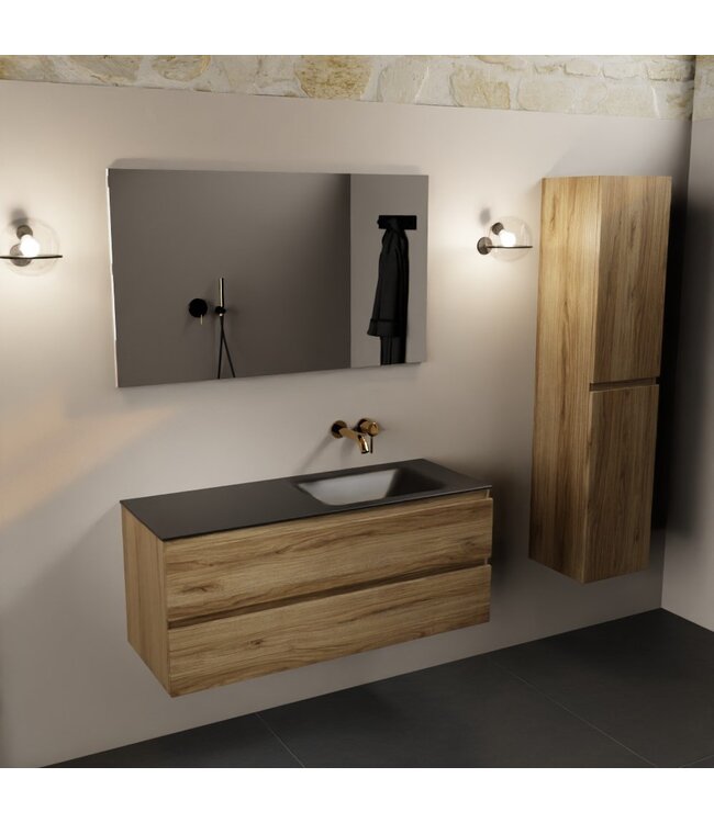 Mondiaz Badkamermeubel 120cm AIVY Chai - Wastafel Urban Zwart Rechts kraangat 0