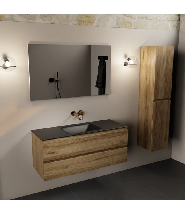 MONDIAZ Mondiaz Badkamermeubel 120cm AIVY Chai - Wastafel Urban Zwart Midden kraangat 0