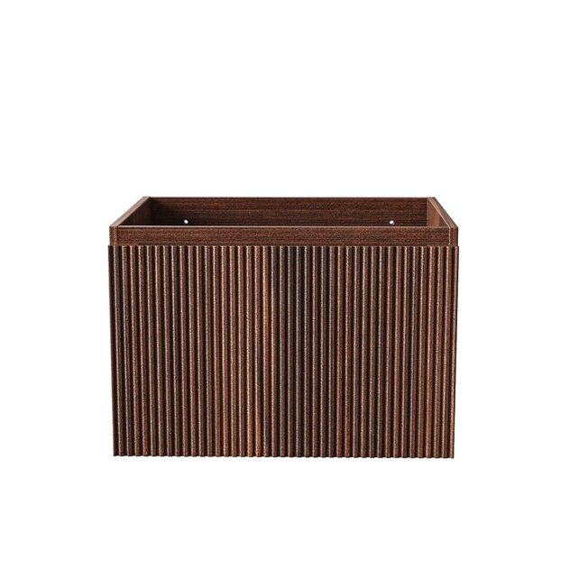 Badkamermeubel Ela Walnoot 60cm Ribbelfront - Wastafel Mat Zwart met kraangat Badkamermeubel Ela Walnoot 60cm Ribbelfront - Wastafel Mat Zwart met kraangat