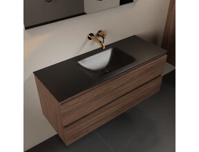 Mondiaz Badkamermeubel 120cm AIVY Mocha - Wastafel Urban Zwart Midden kraangat 0