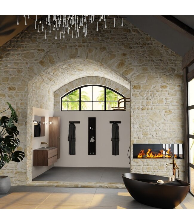 MONDIAZ Mondiaz Badkamermeubel 120cm AIVY Mocha - Wastafel Urban Zwart Rechts kraangat 0