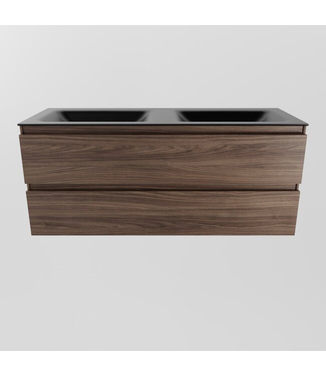 Mondiaz Badkamermeubel 120cm AIVY Mocha - Wastafel Urban Zwart Dubbel kraangat 0