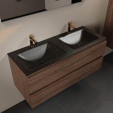 Mondiaz Badkamermeubel 120cm AIVY Mocha - Wastafel Urban Zwart Dubbel kraangat 2