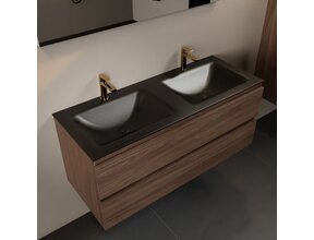 Mondiaz Badkamermeubel 120cm AIVY Mocha - Wastafel Urban Zwart Dubbel kraangat 2