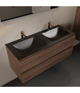 MONDIAZ Mondiaz Badkamermeubel 120cm AIVY Mocha - Wastafel Urban Zwart Dubbel kraangat 2