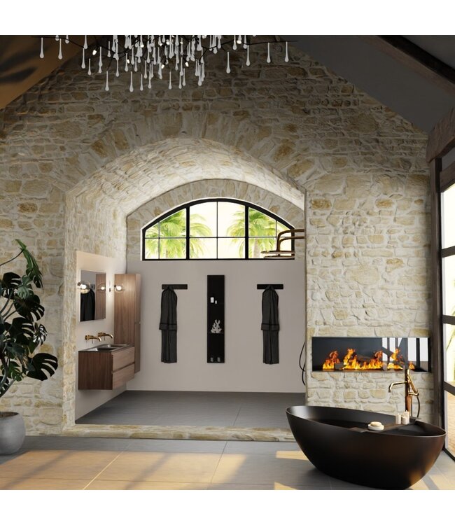 MONDIAZ Mondiaz Badkamermeubel 120cm AIVY Mocha - Wastafel Urban Zwart Dubbel kraangat 2