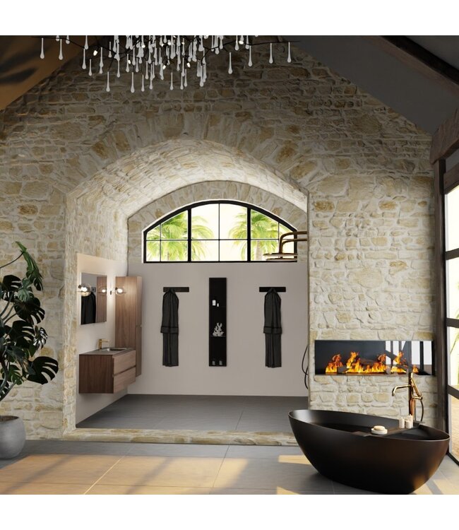 Mondiaz Badkamermeubel 120cm AIVY Mocha - Wastafel Urban Zwart Rechts kraangat 1