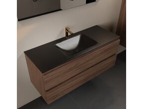 Mondiaz Badkamermeubel 120cm AIVY Mocha - Wastafel Urban Zwart Midden kraangat 1