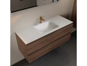 Mondiaz Badkamermeubel 120cm met wastafel midden AIVY Mocha / Mat Wit kraangat 1