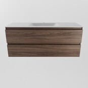 Mondiaz Badkamermeubel 120cm met wastafel midden AIVY Mocha / Mat Wit kraangat 1