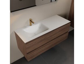 Mondiaz Badkamermeubel 120cm met wastafel Links AIVY Mocha  / Mat Wit kraangat 1