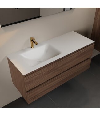 MONDIAZ Mondiaz Badkamermeubel 120cm met wastafel Links AIVY Mocha  / Mat Wit kraangat 1