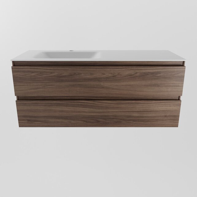 Mondiaz Badkamermeubel 120cm met wastafel Links AIVY Mocha  / Mat Wit kraangat 1