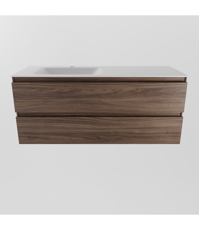 Mondiaz Badkamermeubel 120cm met wastafel Links AIVY Mocha  / Mat Wit kraangat 1