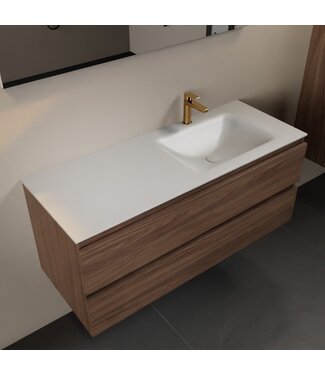 MONDIAZ Mondiaz Badkamermeubel 120cm met wastafel Rechts AIVY Mocha / Mat Wit kraangat 1