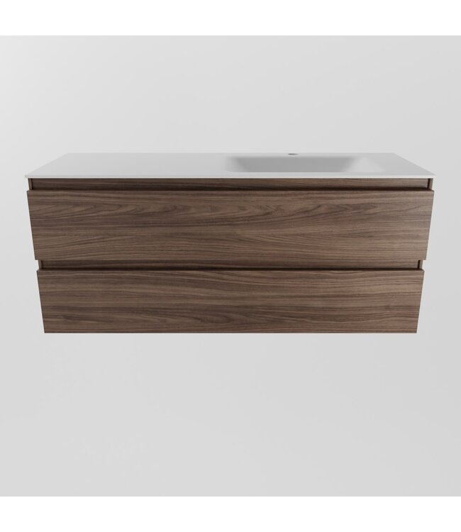 Mondiaz Badkamermeubel 120cm met wastafel Rechts AIVY Mocha / Mat Wit kraangat 1