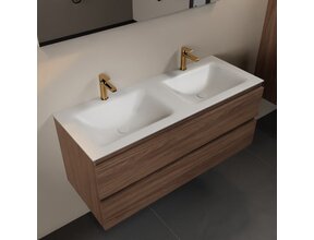 Mondiaz Badkamermeubel 120cm met wastafel Dubbel AIVY Mocha / Mat Wit kraangat 2