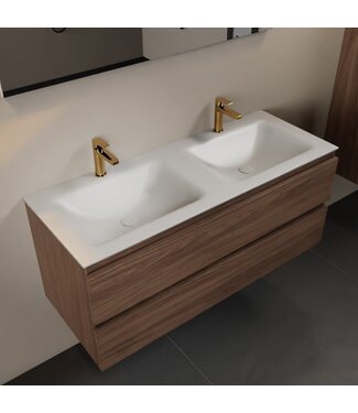 MONDIAZ Mondiaz Badkamermeubel 120cm met wastafel Dubbel AIVY Mocha / Mat Wit kraangat 2