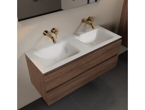 Mondiaz Badkamermeubel 120cm met wastafel Dubbel AIVY Mocha / Mat Wit kraangat 0