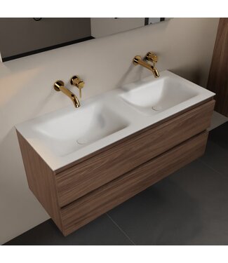 MONDIAZ Mondiaz Badkamermeubel 120cm met wastafel Dubbel AIVY Mocha / Mat Wit kraangat 0