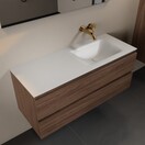 Mondiaz Badkamermeubel 120cm met wastafel Rechts AIVY Mocha / Mat Wit kraangat 0