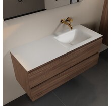Mondiaz Badkamermeubel 120cm met wastafel Rechts AIVY Mocha / Mat Wit kraangat 0
