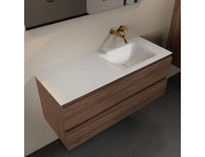 Mondiaz Badkamermeubel 120cm met wastafel Rechts AIVY Mocha / Mat Wit kraangat 0