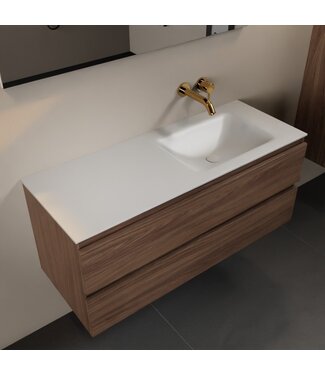 MONDIAZ Mondiaz Badkamermeubel 120cm met wastafel Rechts AIVY Mocha / Mat Wit kraangat 0