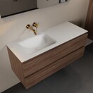 Mondiaz Badkamermeubel 120cm met wastafel Links AIVY Mocha / Mat Wit kraangat 0