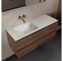 Mondiaz Badkamermeubel 120cm met wastafel Links AIVY Mocha / Mat Wit kraangat 0