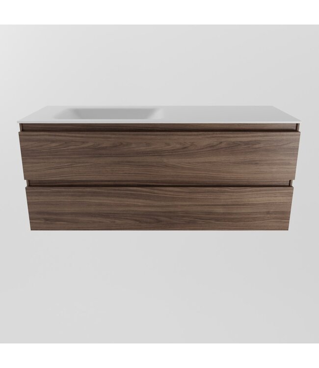 Mondiaz Badkamermeubel 120cm met wastafel Links AIVY Mocha / Mat Wit kraangat 0