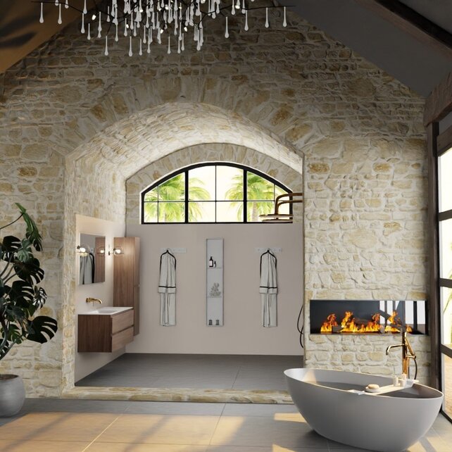 Mondiaz Badkamermeubel 120cm met wastafel Links AIVY Mocha / Mat Wit kraangat 0