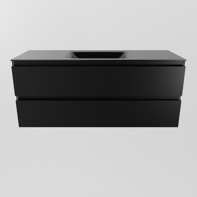 Mondiaz Badkamermeubel 120cm AIVY Mat Zwart met Wastafel Urban Zwart Midden kraangat 0