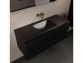 Mondiaz Badkamermeubel 120cm AIVY Mat Zwart met Wastafel Urban Zwart Midden kraangat 0