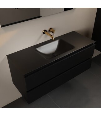 MONDIAZ Mondiaz Badkamermeubel 120cm AIVY Mat Zwart met Wastafel Urban Zwart Midden kraangat 0