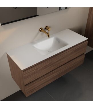 MONDIAZ Mondiaz Badkamermeubel 120cm met wastafel midden AIVY Mocha / Mat Wit kraangat 0