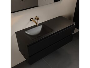 Mondiaz Badkamermeubel 120cm AIVY Mat Zwart met Wastafel Urban Zwart Links kraangat 0